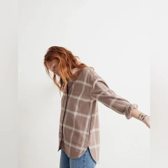 Madewell Flannel Kentwood Oversized Shirt-Jacket in Windowpane - Picture 4 of 9